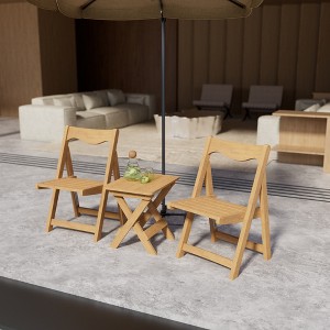 DOMETOUR Material Outdoor Bistro Set Foldable Small Table and Chair Set with 2 Chairs and Rectangular Table, Teak - 1 of 4