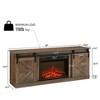 Hotraffy Modern Farmhouse TV Media Stand,with 23in  Fireplace Insert,Brown - 4 of 4