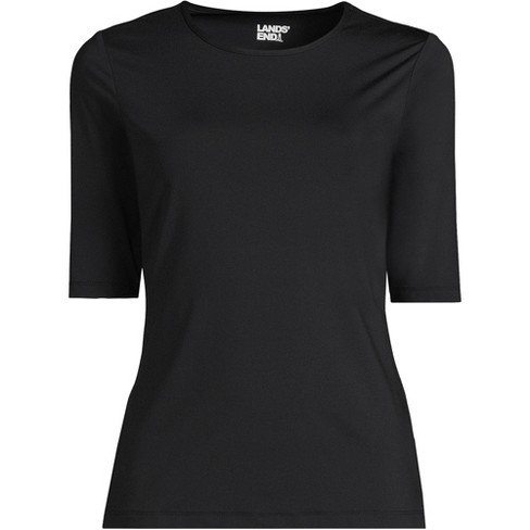 Lands' End Women's Petite Crew Neck Rash Guard Upf 50 Swim Tee