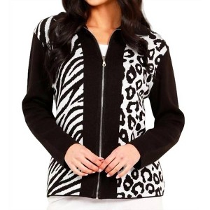Women's Animal Print Zip Cardigan - Angel Apparel - 1 of 2