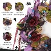 Acekool Halloween Wreath for Front Door, Gothic  Decor, Red Rose & Leaf Accents, Indoor Outdoor Spooky Seasonal Decoration - 2 of 4