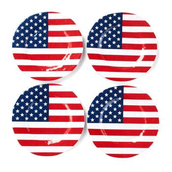 The Lakeside Collection Melamine Plate Set - Round American Non-Breakable Eatery, Outdoor Dining - Set of 4