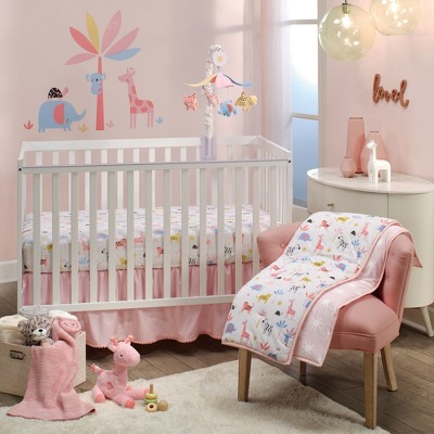 White Cotton Jersey Safari Print Fitted Crib Sheet