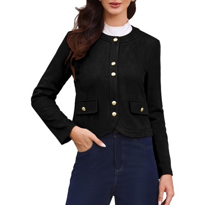 INSPIRE CHIC Women's Crew Neck Long Sleeves Button Down Vintage Jackets