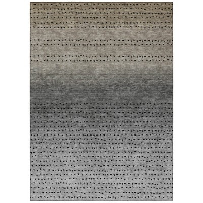 Taupe And Gray Abstract Washable Indoor Outdoor Area Rug