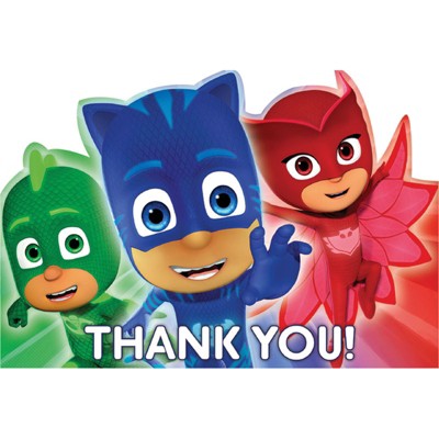 Birthday Express PJ Masks Thank You Cards -  8 Pack