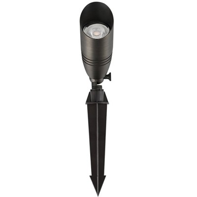 Elegant Lighting Outdoor 12V Cast Brass spot light 3 inch Wide x 8.5 inch High in Dark Bronze with spring