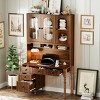 Retro 47" Wood Desk with Charging Ports and Hutch Cabinet Computer Desk with 5 Storage Drawers for Home Office, Bedroom-The Pop Home - 2 of 4