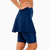 Calypsa Women's High Waisted Chlorine Resistant Flowy Swim Skirt With Attached Shorts - 2 of 4