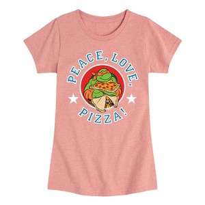 Girls' - Teenage Mutant Ninja Turtles - Peace Love Pizza Fitted Short Sleeve Graphic T-Shirt - 1 of 4