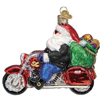 Old World Christmas 3.5 Inch Biker Santa Motorcycle Tree Ornaments