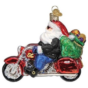 Old World Christmas 3.5 Inch Biker Santa Motorcycle Tree Ornaments - 1 of 3