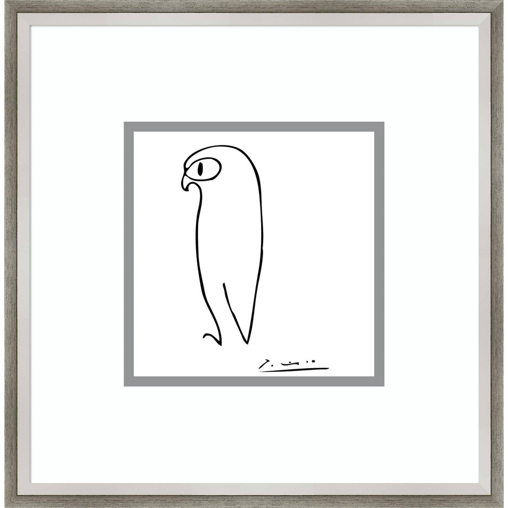 Photos - Other interior and decor 16" x 16" Owl by Pablo Picasso Framed Wall Art Print Gray - Amanti Art