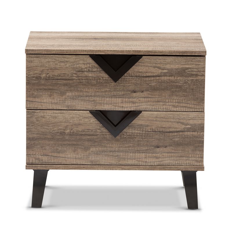 Swanson Modern and Contemporary Wood 2 - Drawer Nightstand - Light Brown - Baxton Studio, 4 of 9