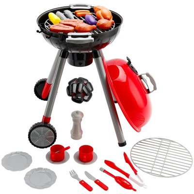 Topteng BBQ Grill Kitchen Cooking Interactive Sizzle Light Pretend Food Toys For Kid