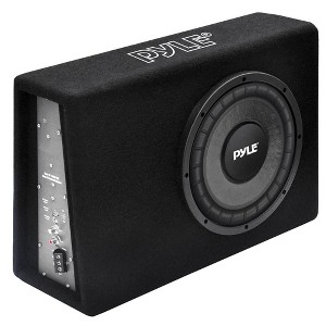 Pyle 10'' 500W Slim Powered Bass Subwoofer Box with Amplifier and Foam Surround - 1 of 4