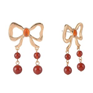 RACHEL Rachel Roy Gold Tone Bow Earrings with Semi-Precious Beads - 1 of 4