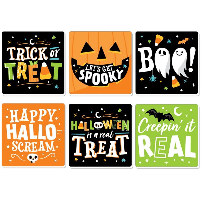 Big Dot of Happiness Jack-O'-Lantern Halloween - Funny Kids Halloween Party Decorations - Drink Coasters - Set of 6, 1 of 9