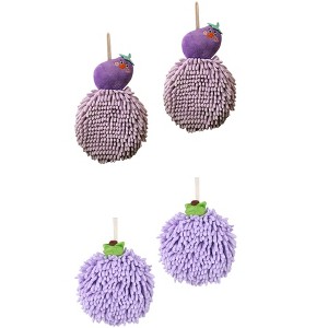REGALWOVEN 4 Pcs Bathroom Soft Absorbent Fluffy Ball Hand Towels - 1 of 4