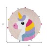 HomeRoots 32" Pink And Yellow Cotton Unicorns Round Youthful Bath Rug - 3 of 4