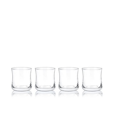 Clear Curved Glass Bourbon Tasting Tumblers, 10 oz, Set of 4