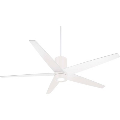 56" Minka Aire Modern Indoor Ceiling Fan with LED Light Remote Control Flat White Etched Glass for Living Room Kitchen Bedroom