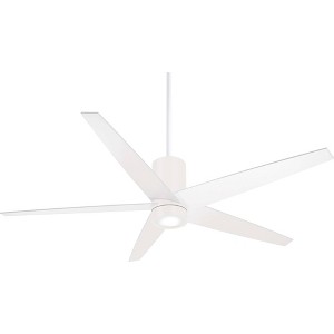 56" Minka Aire Modern Indoor Ceiling Fan with LED Light Remote Control Flat White Etched Glass for Living Room Kitchen Bedroom - 1 of 4