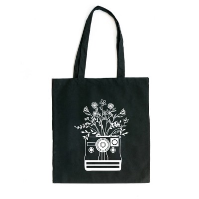 City Creek Prints Camera And Wildflowers Canvas Tote Bag - 15x16 ...