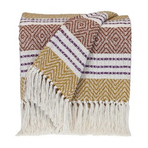 Parkland Collection,Transitional Stripes And Dots Throw - 1 of 4