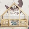 JUJABU Full Wood House-Shaped Floor Bed with Fence, Guardrails - 4 of 4
