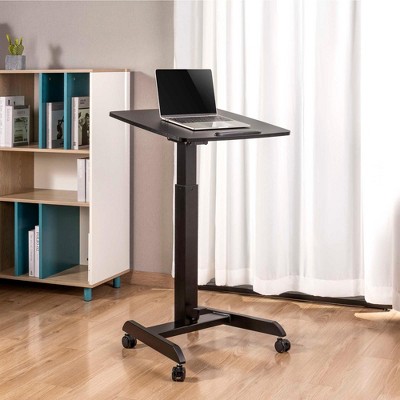 Black Adjustable Mobile Podium with Tilting Desktop