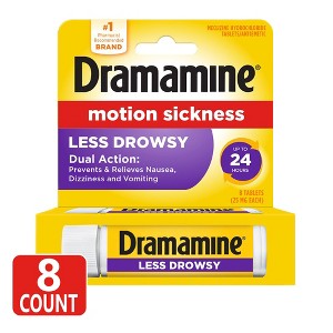 Dramamine All Day Less Drowsy Motion Sickness Relief Tablets for Nausea, Dizziness & Vomiting - 8ct - 1 of 4