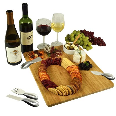 Picnic at Ascot Monogrammed Bamboo Charcuterie, Cheese & Cracker Serving Board