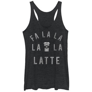 Women's CHIN UP Christmas Fa La Latte Racerback Tank Top - 1 of 3