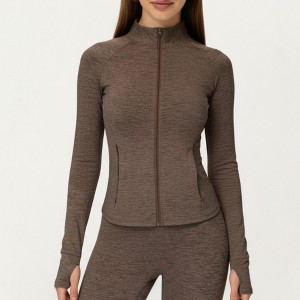 Anna-Kaci Active Women's Long Sleeve Zip-Up Mock Neck Active Jacket with Thumbhole Cuffs - 1 of 4