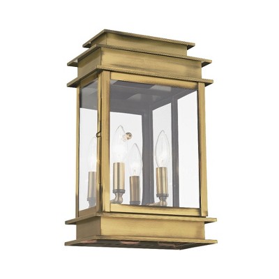Antique Brass Princeton 2-Light Outdoor Wall Lantern with Clear Glass
