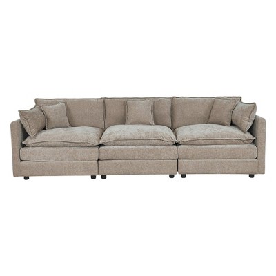 NicBex 112.2 Inch Modern Couch 3-Seater Sofa with 2 Arm Pillows and 3 Throw Pillows for Living Room,Apartment,Bedroom