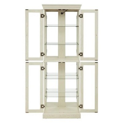 LunaLulinlk Lighted Glass Curio Display Cabinet,Glass Storage Cabinet included Antique white