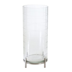Textured Glass Candle Hurricane with Silver Stand 12 inch by Melrose - 1 of 3