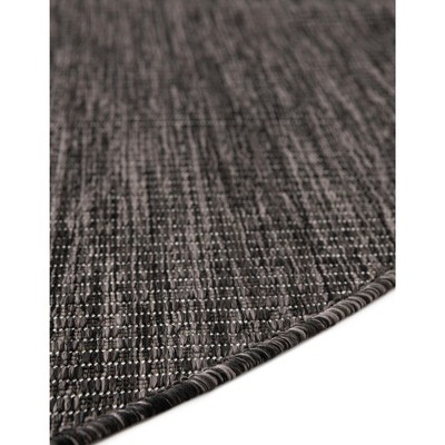 6 ft Round Black Synthetic Outdoor Stain-resistant Rug