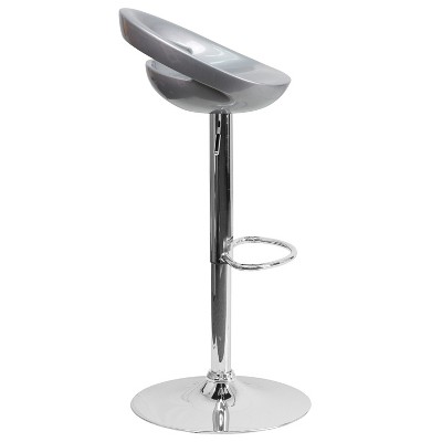 Sleek Silver Swivel Adjustable Height Backless Barstool