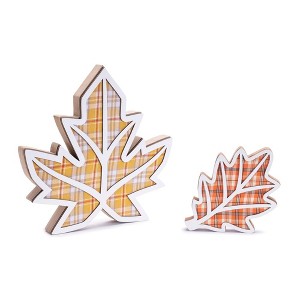 Harvest Plaid Leaf Decor (Set of 2) - 1 of 3