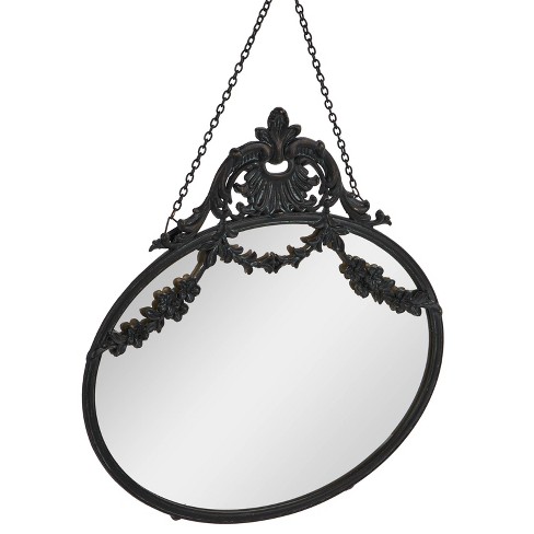 Storied Home Vintage Pewter Framed Wall Mirror With Decorative Chain ...