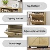 ROOMTEC Farmhouse Shoe Storage Cabinet with Barn Door Design, Freestanding Narrow Shoe Rack Organizer with 2 Flip Drawers for Entryway, Hallway - 4 of 4
