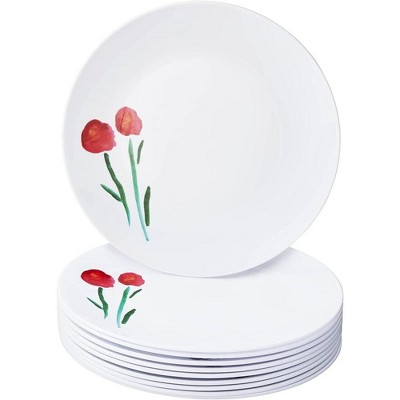Silver Spoons Floral Painted Plastic Plates for Party, Heavy Duty Disposable Dinner Set, (10 PC) - Pallete Collection