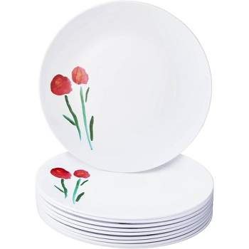 Silver Spoons Floral Painted Plastic Plates for Party, Heavy Duty Disposable Dinner Set, (10 PC) - Pallete Collection