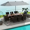 Tangkula 9 Piece Patio Wicker Dining Set w/ Double-Sided Patio Grey Umbrella Stackable Chairs - 2 of 4