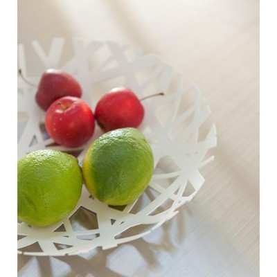 Black Steel Cut-Out Circular Fruit Bowl