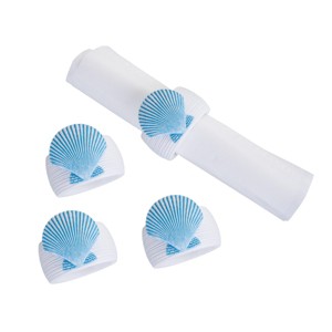 C&F Home Blue Sea Shell Napkin Ring S/4 - 1 of 4
