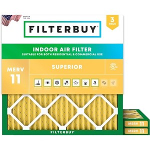 Filterbuy 20x20x1 Air Filter (3-Pack), Pleated MERV 11 Allergen Defense Replacement HVAC AC Furnace Filters (Actual Size: 19.50 x 19.50 x 0.75) - 1 of 4